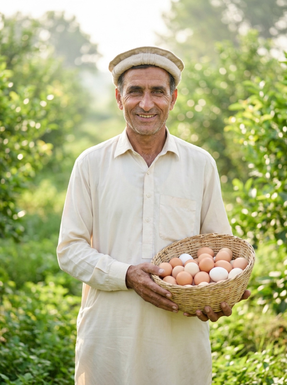 Fresh eggs in a carton with a warm lifestyle setting